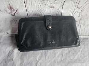 The Sak Black Leather Crossbody Wallet Clutch Phone Purse Zip Around READ